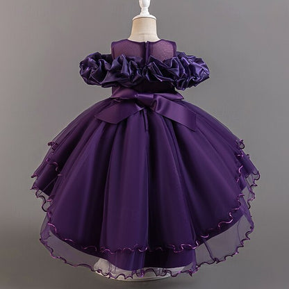 Party Sleeve Short Flower Girls' Kids Wedding Floral Dress