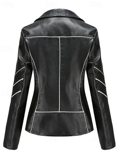 Zipper Leather Faux Women's Jacket Pocket Comfortable