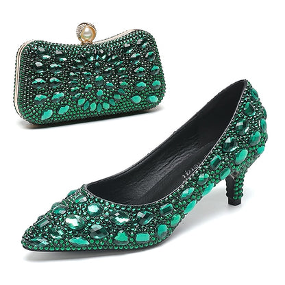 Heel Kitten Crystal-Embellished Shoes Matching Women's and