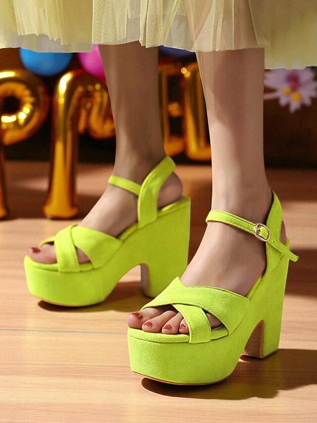 Pink Platform Sandals Ankle Strap Hot Suede with - Women's