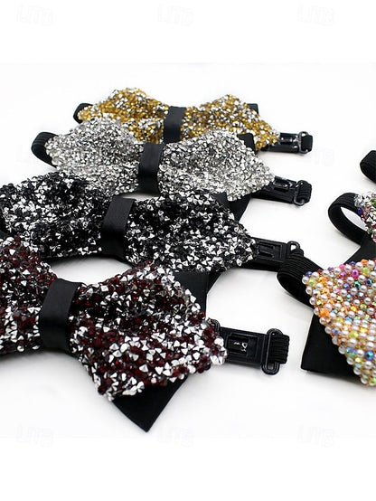 Polyester Sparkling Sequins Bow Christmas – Men's Tie