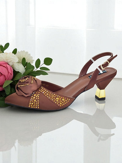 Gold Matching Slingback and Clutch Set Women's Heels -