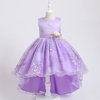 Dress Kids Sleeveless Solid Colored Floral Girls' Wedding