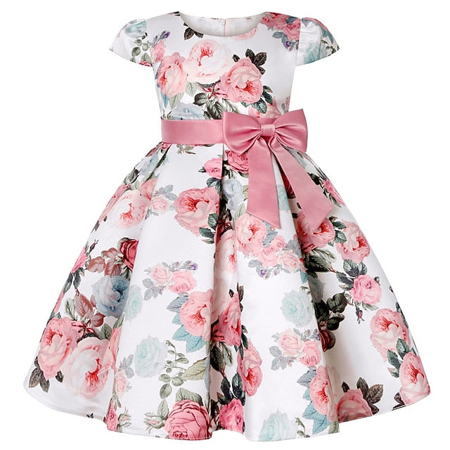 Kids Dress Floral Girls' Sleeve Short Party Flower