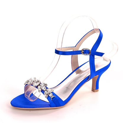 Rhinestone Elegant Women's Sandals Heeled Silver –