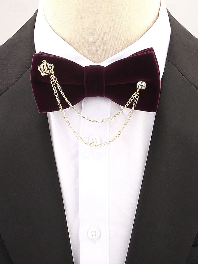 Detail Men's Bow Chain with Velvet Tie and Crown –