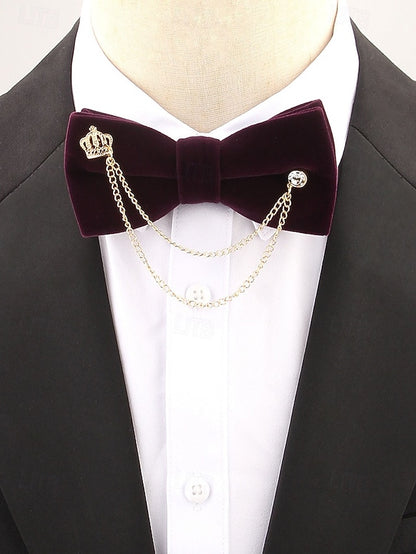 Detail Men's Bow Chain with Velvet Tie and Crown –