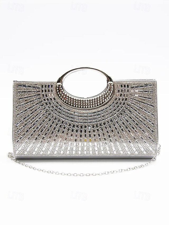Glamorous Handle – Clutch Evening Round Crystal Gold with