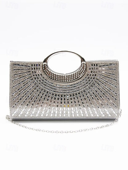 Glamorous Handle – Clutch Evening Round Crystal Gold with