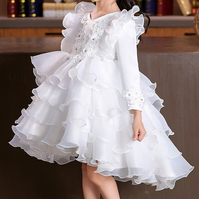 Kids Wedding Long Dress Special Flower Girls' Party Sleeve