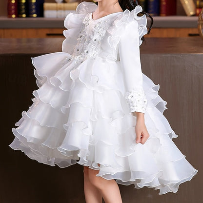 Wedding Girls' Party Flower Sleeve Kids Long Dress Special