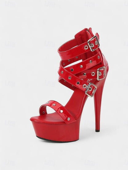 and Heels High White Women's Straps with Platform Buckled