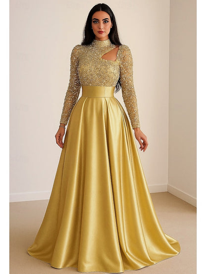 Formal Dress Carnival Sequined Black Evening A-Line Elegant Gown