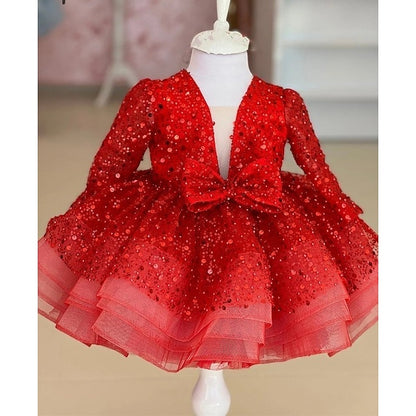 Flower Kids Sequin Dress Long Girls' Girl Party