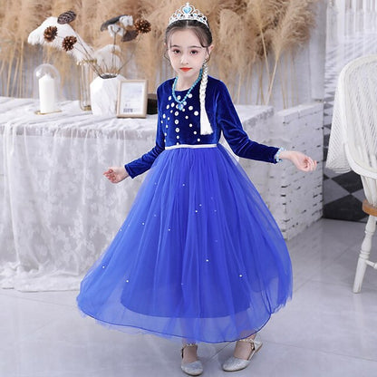 Girl Frozen Princess Elsa Party Flower Dress Fairytale Theme
