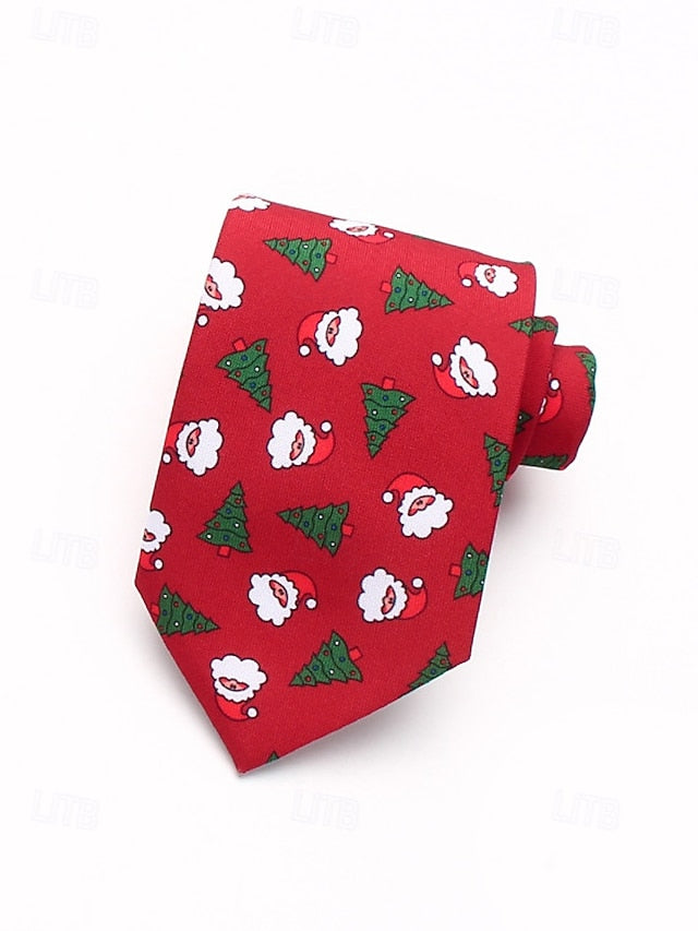 Tree Tie Polyester Santa Men's – Christmas and Fun Silk