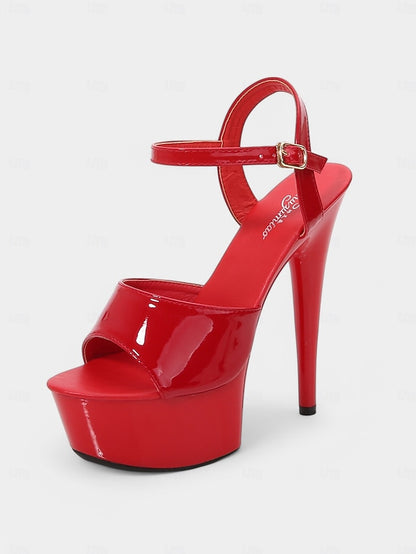 for Patent Leather Peep Red - Toe Platform Sandals Women