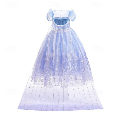 Frozen Princess Girl Elsa Fairytale Flower Party Dress Theme