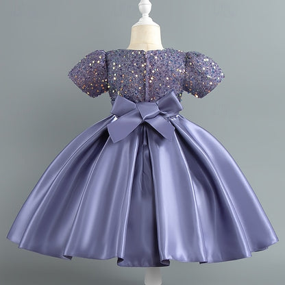 Wedding Short Sleeve Sequin Girls' Dress Toddler Party
