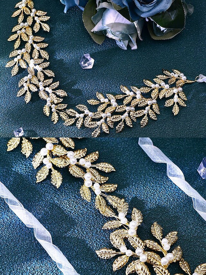 Belt Pearl Leaf Gold – Accents Elegant with Bridal