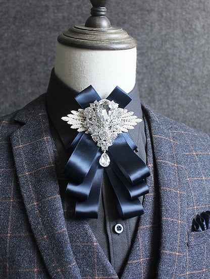 Pin Crystal - Men's Tie Elegant Luxury Ribbon Brooch Bow