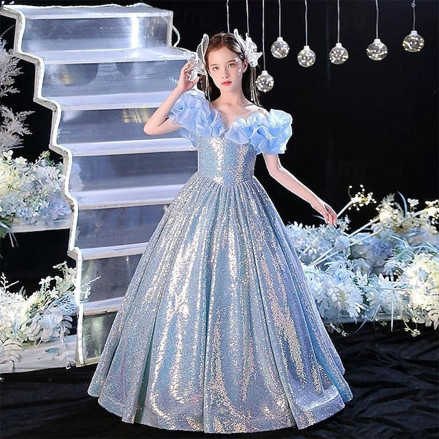 Color Dress Party Girls' Kids Solid Sleeveless Performance