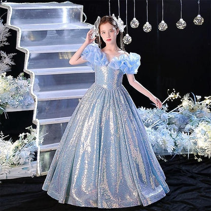 Color Dress Party Girls' Kids Solid Sleeveless Performance