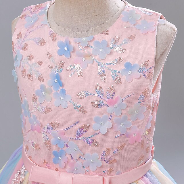 Party Dress Girls' Solid Flower Kids Girl Color