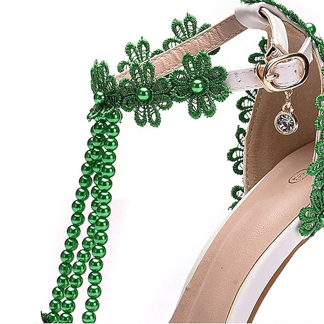 Lace Wedding Shoes Heel High Bridal Pointed Women's