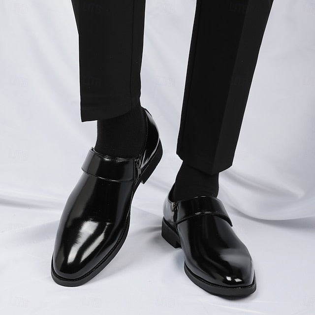 Business Shoes Brown Loafers Slip-On Leather Men's