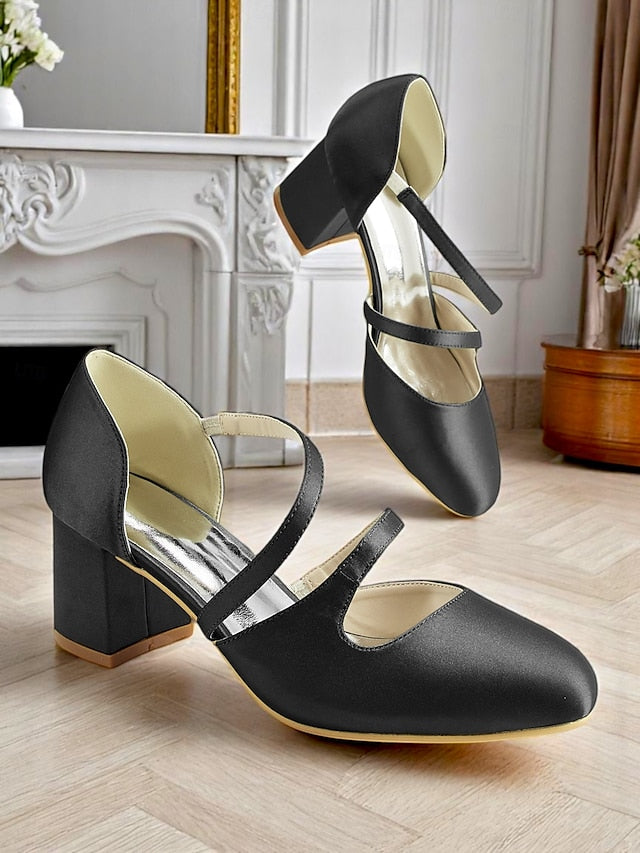 Green Women's Block Satin Elegant Heels 1950s – Jane Mary