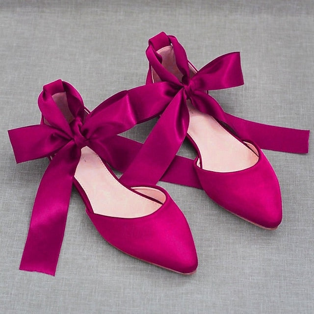 Comfortable Ballet Ribbon Satin Tie – Women's Flats