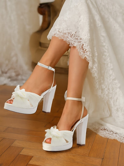 Platform Heel White Ankle Strap Women's with High Sandals