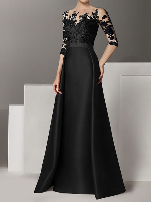 Elegant Sweep Gown Dress Brush A-Line / Wedding Evening Guest