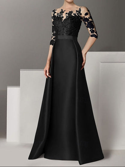 Elegant Sweep Gown Dress Brush A-Line / Wedding Evening Guest