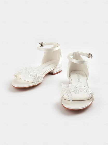 Women's – Lace Flat Bridal Sandals Wedding White Elegant