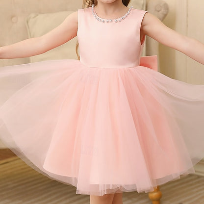 Color Solid Kids Wedding Girls' Party Sleeveless Dress
