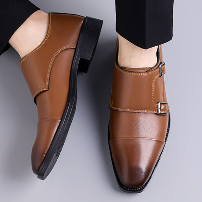 Double Elegant Shoes Monk Leather Strap Men's –