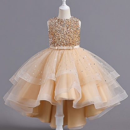 Color Sleeveless Solid Party Girls' Kids Dress