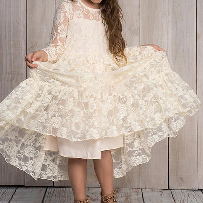 Flower Colored Kids Girl Girls' Long Solid Dress