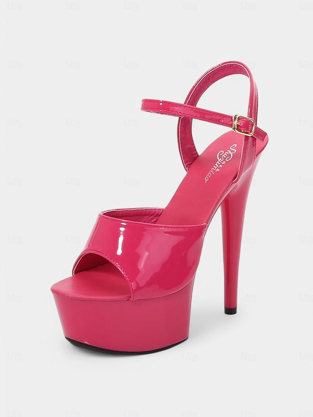 for Patent Leather Peep Red - Toe Platform Sandals Women