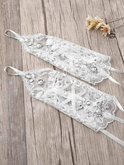 Lace with Accessories – Gloves Wedding Pearls Bridal Elegant