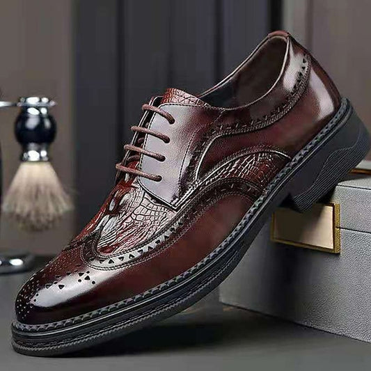 Crocodile Shoes - Brogue Men's Oxford Leather Brown