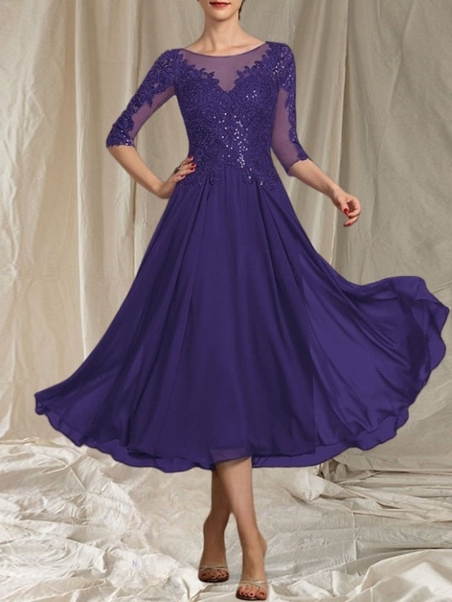 A-Line Neck Elegant Crew Mother the Guest Wedding Bride Dress of