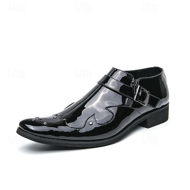 Leather Black – Shoes Formal Strap Men's Monk