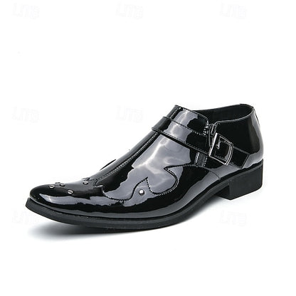 Leather Black – Shoes Formal Strap Men's Monk