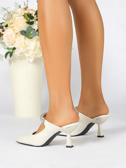 Embellished Pointed-Toe Slip-On Heeled Rhinestone Women's