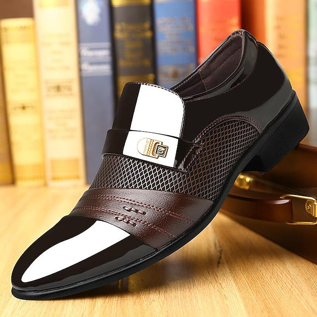 Men's Dress Slip-On Faux Loafers – Patent Formal Leather