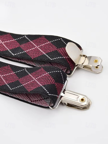 Men's Clip-On Classic Suspenders Pattern Argyle –