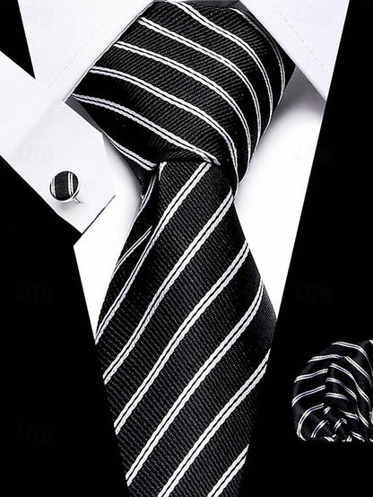 Men's Silk Checkered Square and Set Pocket Purple Tie –